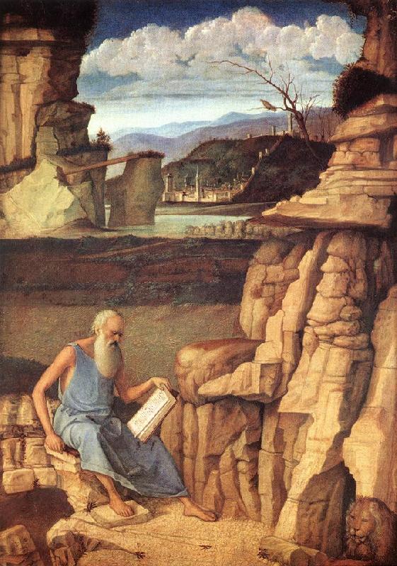 BELLINI, Giovanni St Jerome Reading in the Countryside Germany oil painting art
